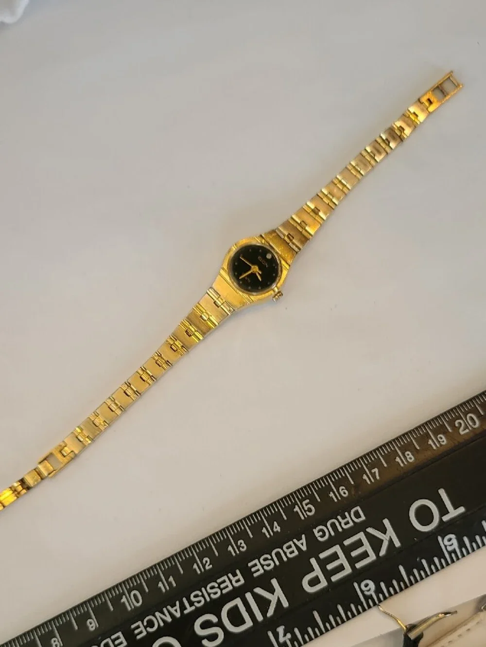 Petite Elgin Gold-Tone Black Dial Quartz Women's Watch
